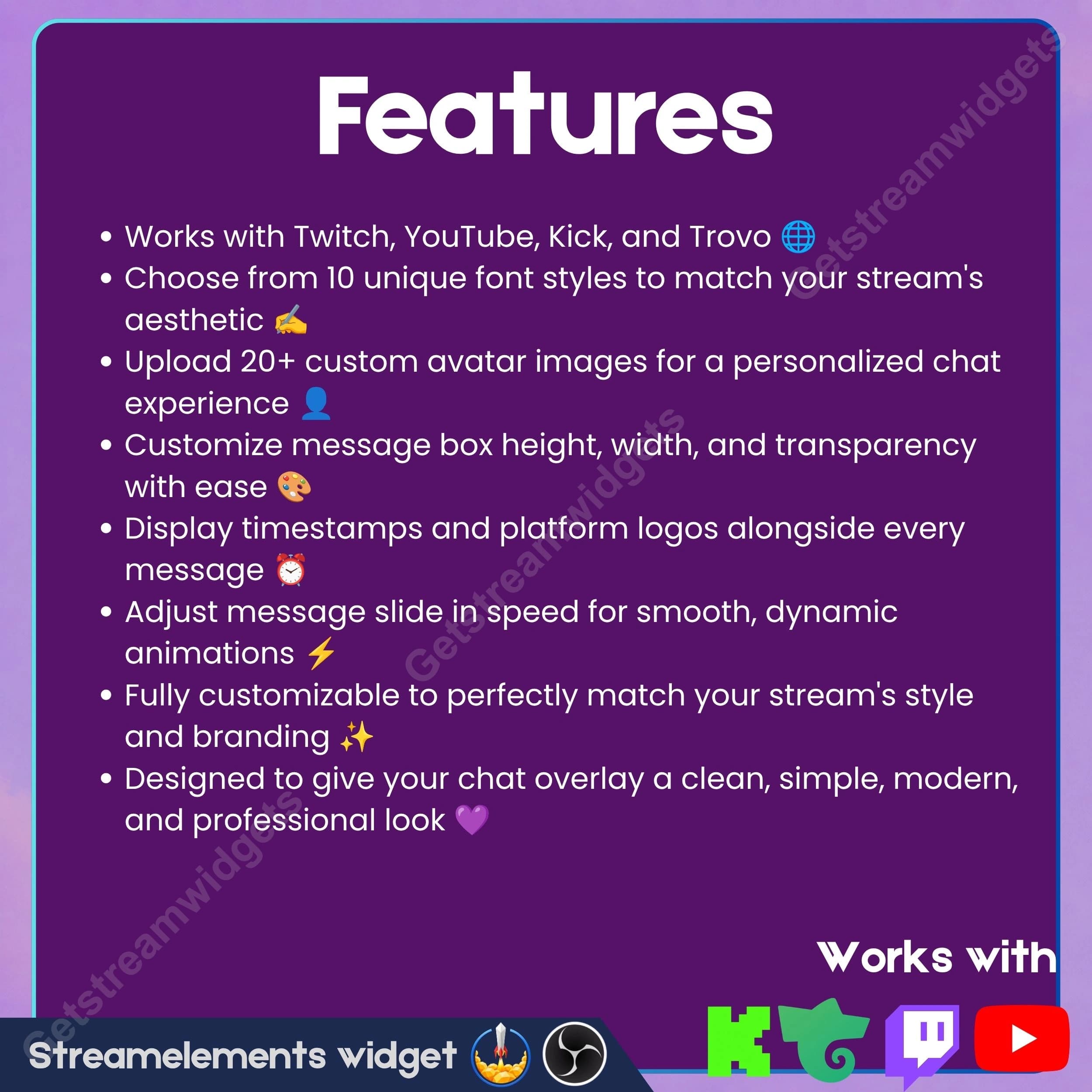 Cosmic Space Chat Widget ⟢ Twitch Youtube Kick Trovo • Neon Theme • Fully Customizable • StreamElements OBS 1