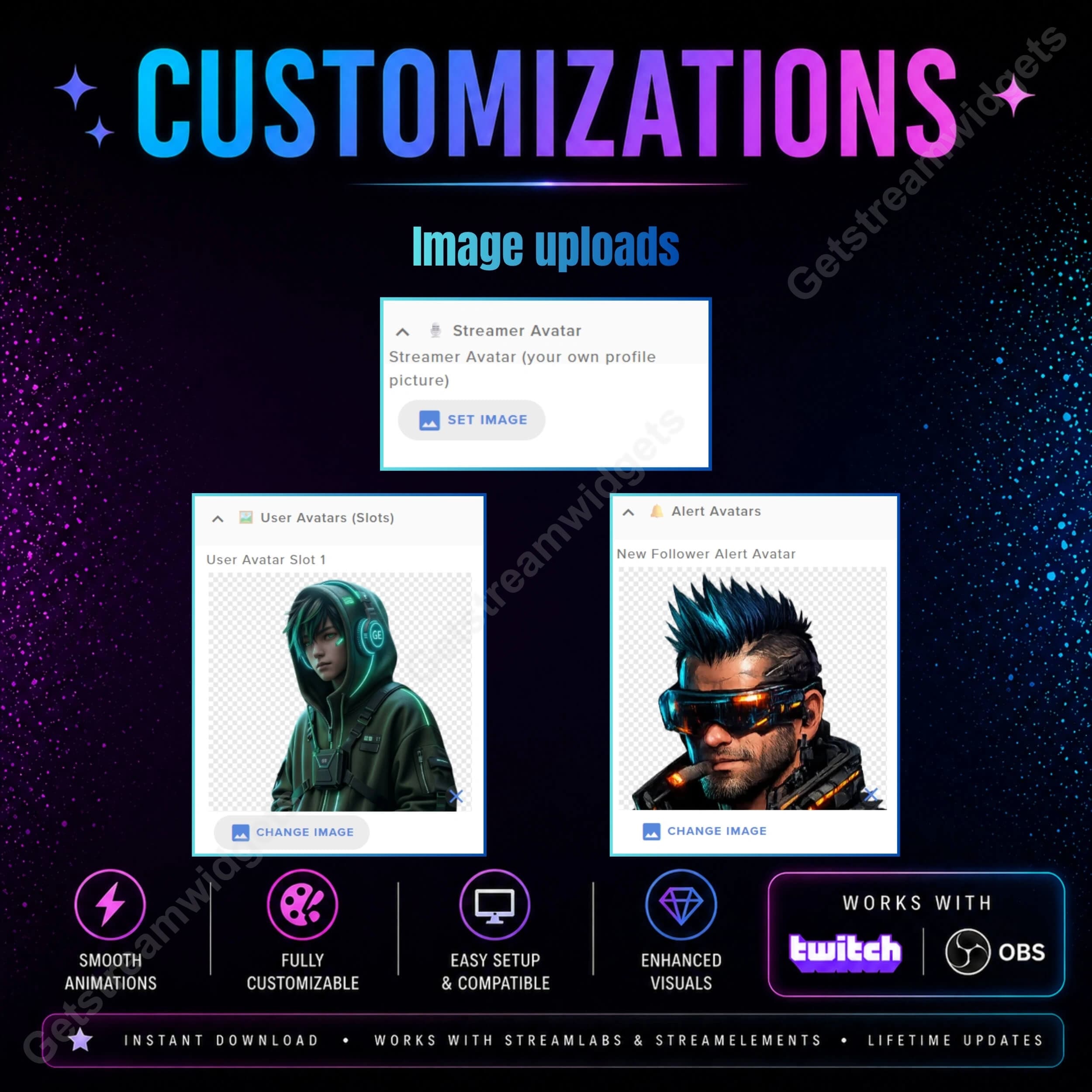 Cyberpunk theme chat widget and Alert system for twitch streamers 6