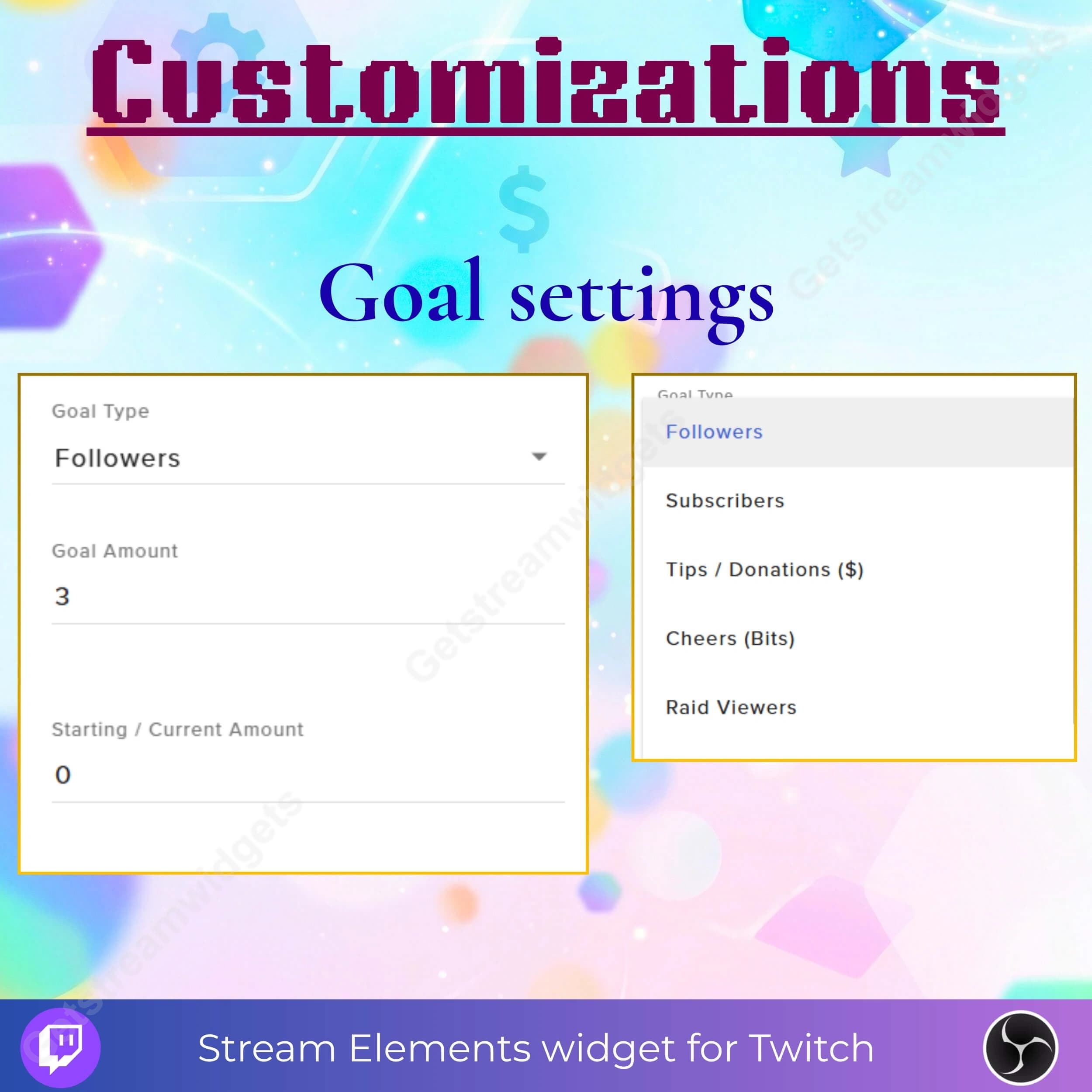 Interactive Blob Goal Widget ⟢ Twitch • Animated Blob Progress System • Follower, Sub & Donation Goals • Fully Customizable StreamElements OBS 2