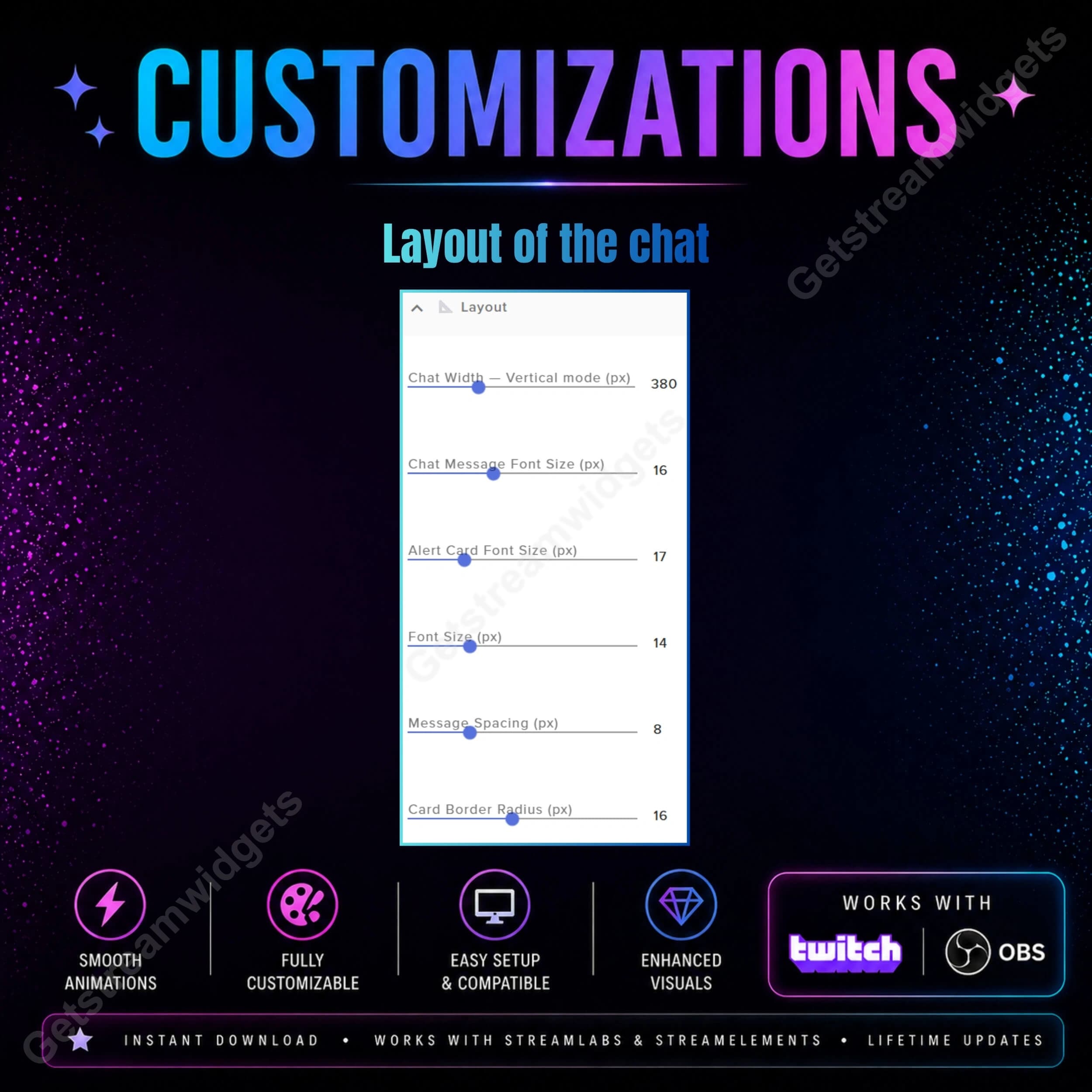 Cyberpunk theme chat widget and Alert system for twitch streamers 4