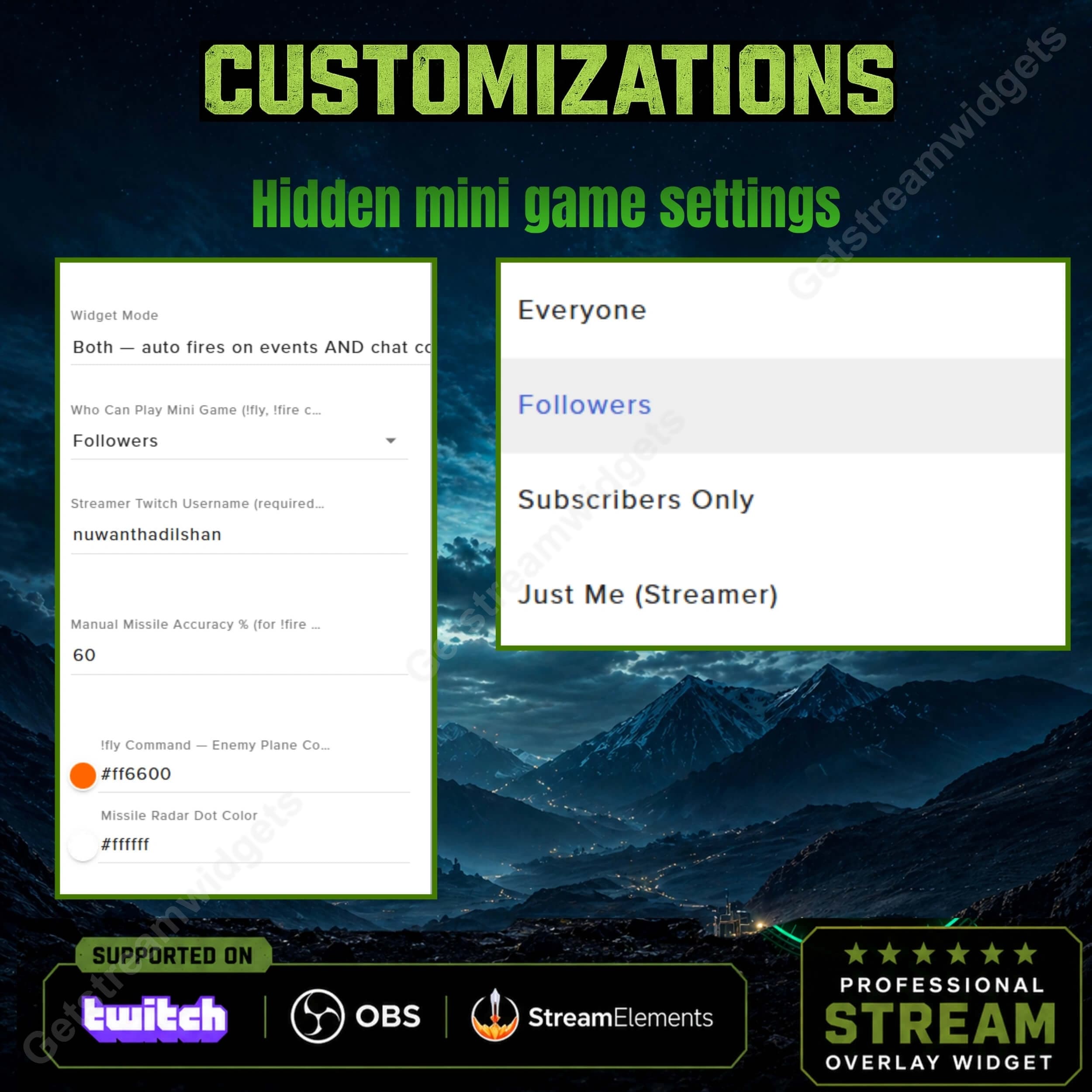 Tactical Military Radar Goal Widget ⟢ Twitch • Interactive Missile Strike System • Follower, Sub & Raid Goals • Fully Customizable StreamElements OBS 2