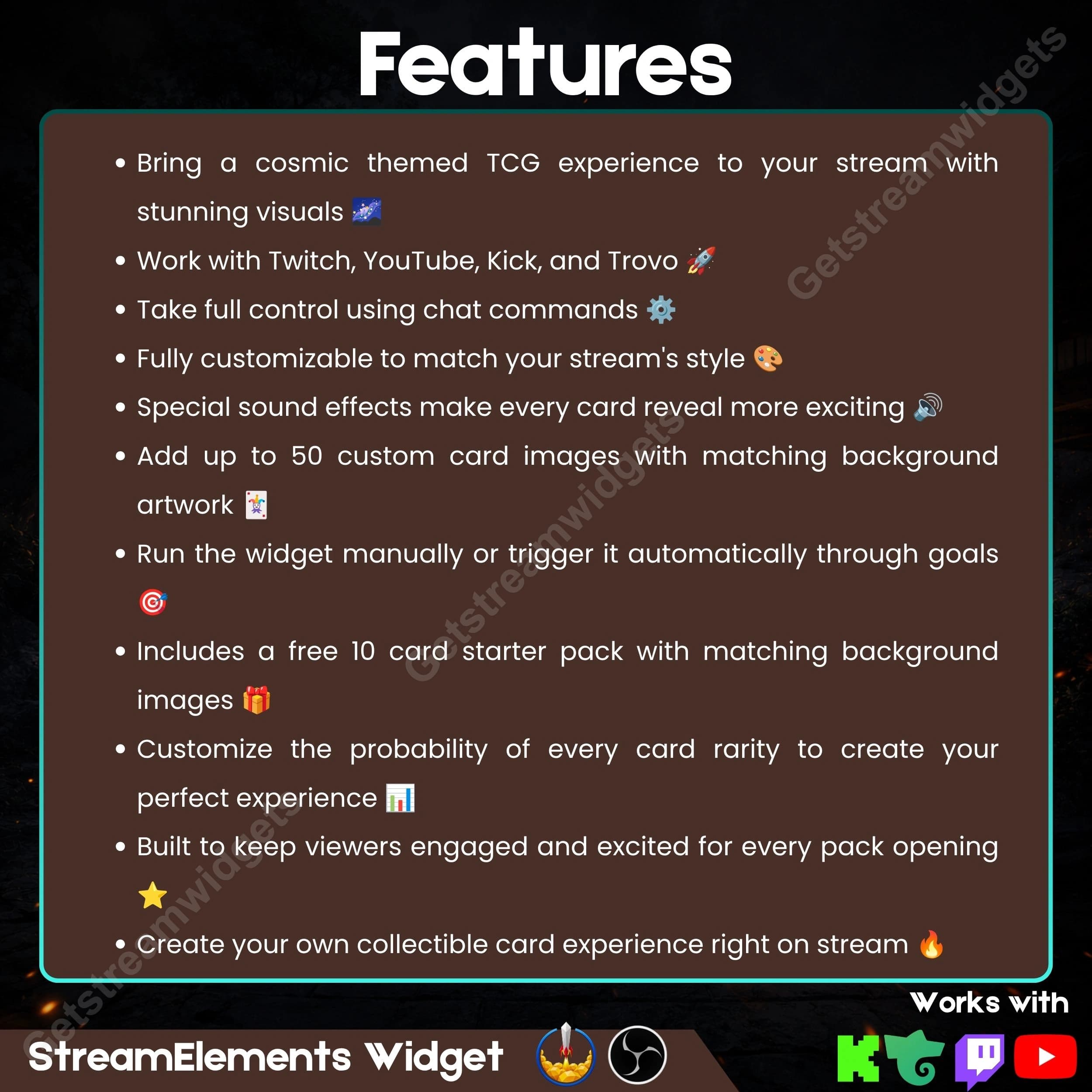 Universal cosmic TCG pack opening widget  1