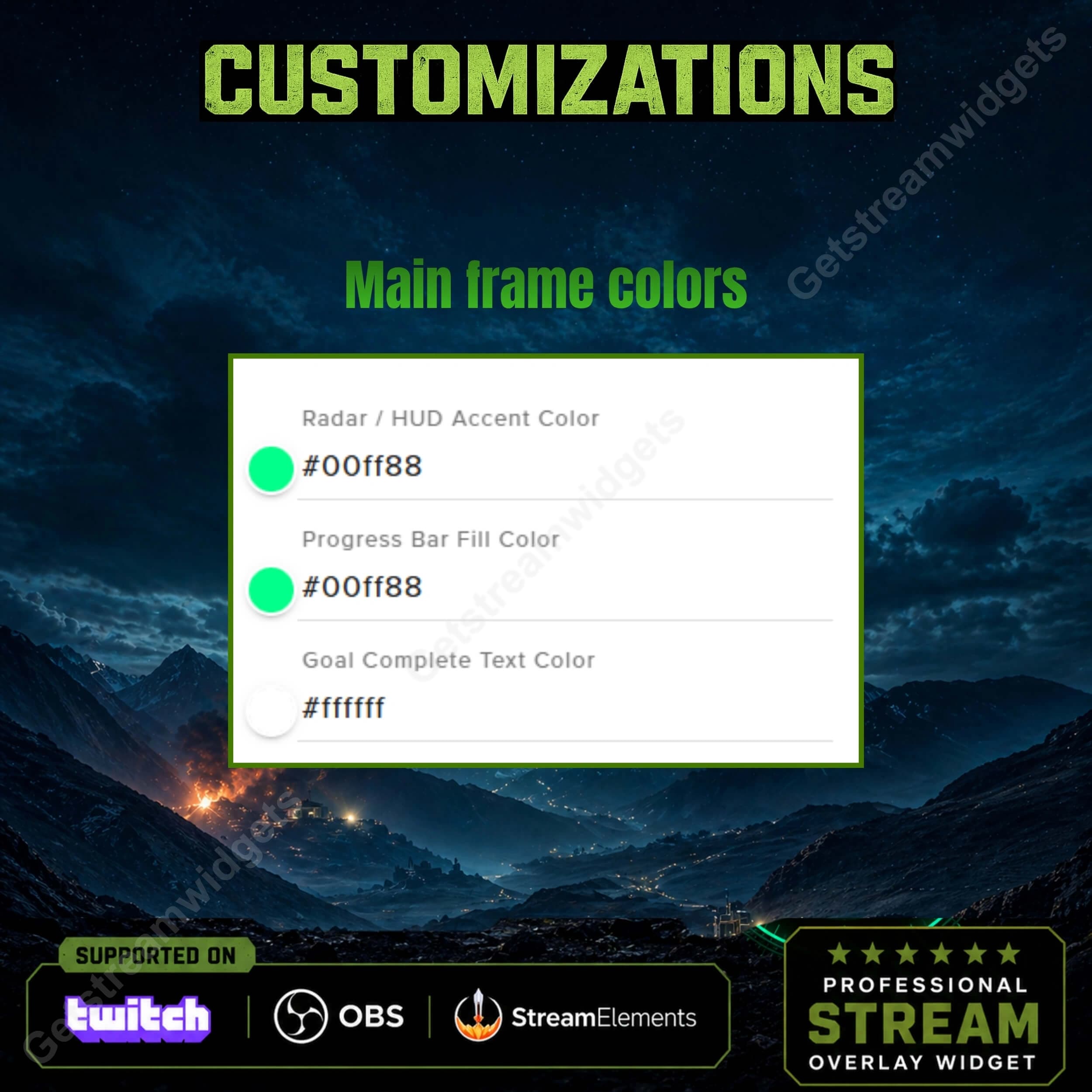 Tactical Military Radar Goal Widget ⟢ Twitch • Interactive Missile Strike System • Follower, Sub & Raid Goals • Fully Customizable StreamElements OBS 4