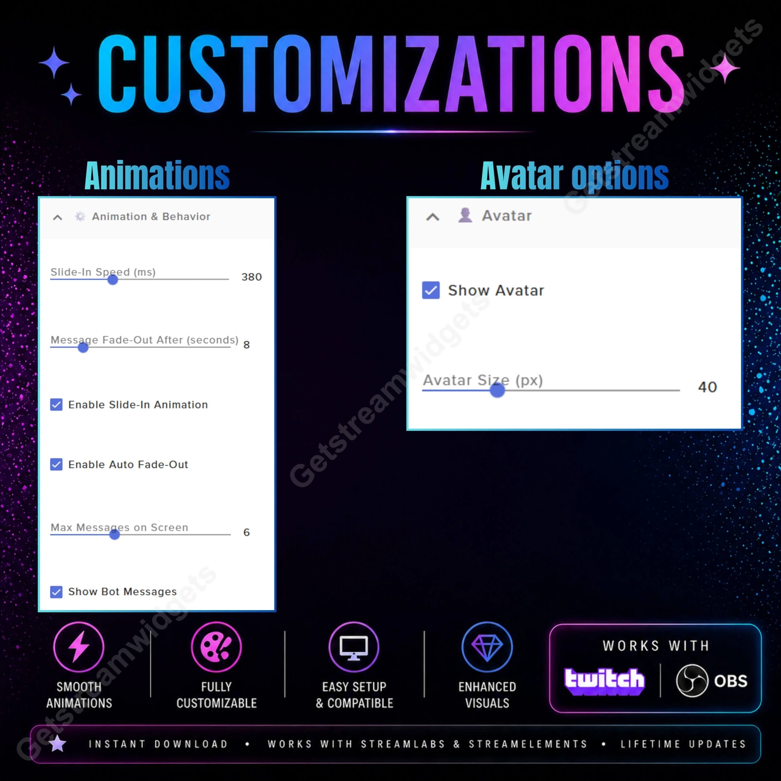 Cyberpunk theme chat widget and Alert system for twitch streamers 5