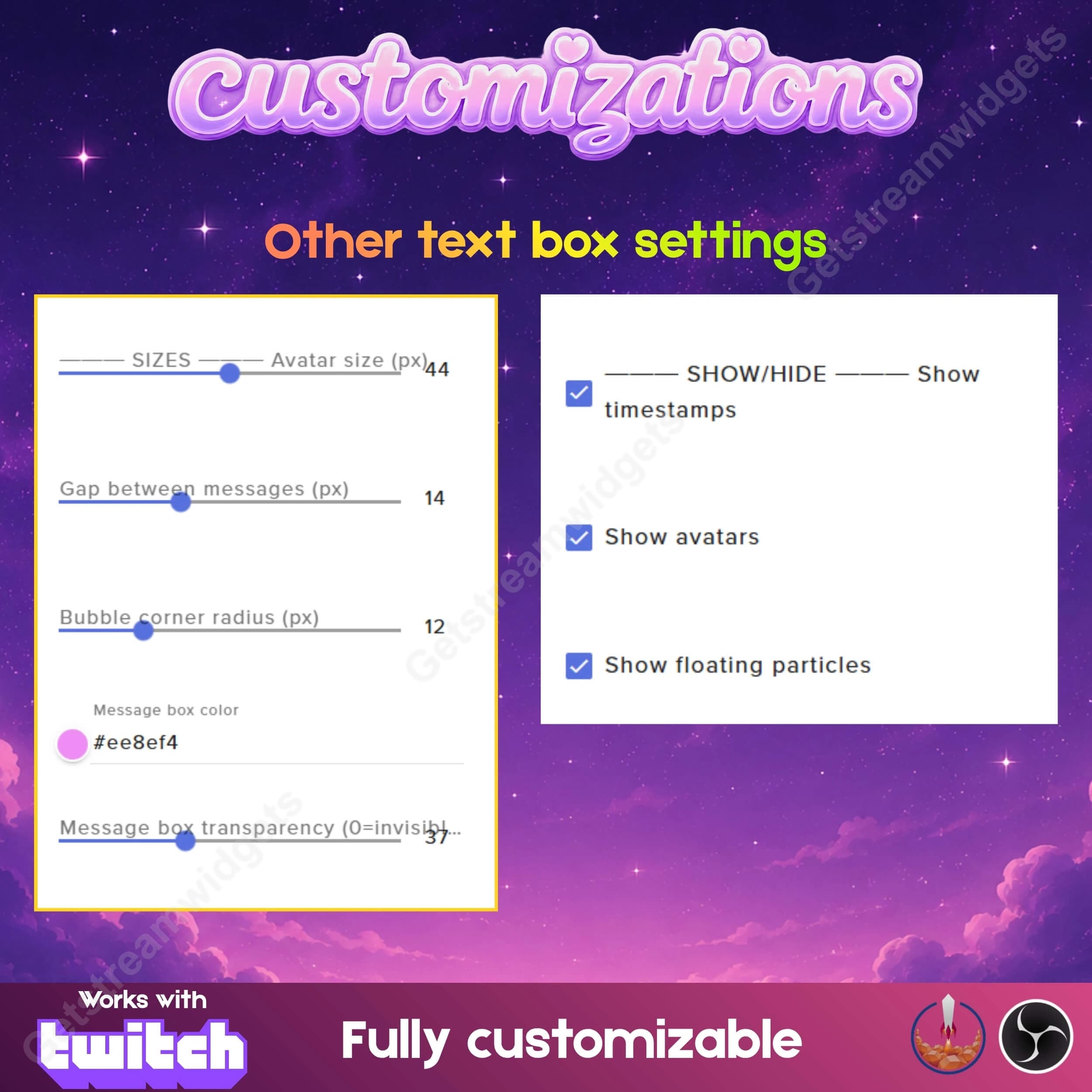 Aesthetic Pastel Modular Chat & Alerts ⟢ Twitch StreamElements OBS • Vertical, Horizontal & Modular Layouts • Fully Customizable • 6 Pastel Themes 6
