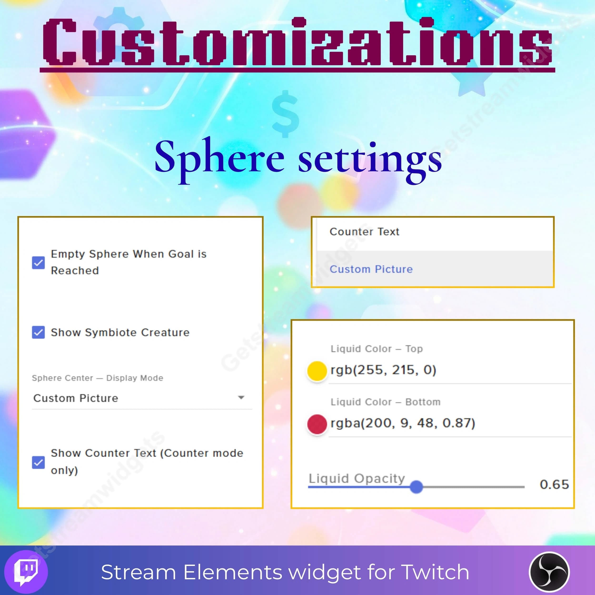 Interactive Blob Goal Widget ⟢ Twitch • Animated Blob Progress System • Follower, Sub & Donation Goals • Fully Customizable StreamElements OBS 3