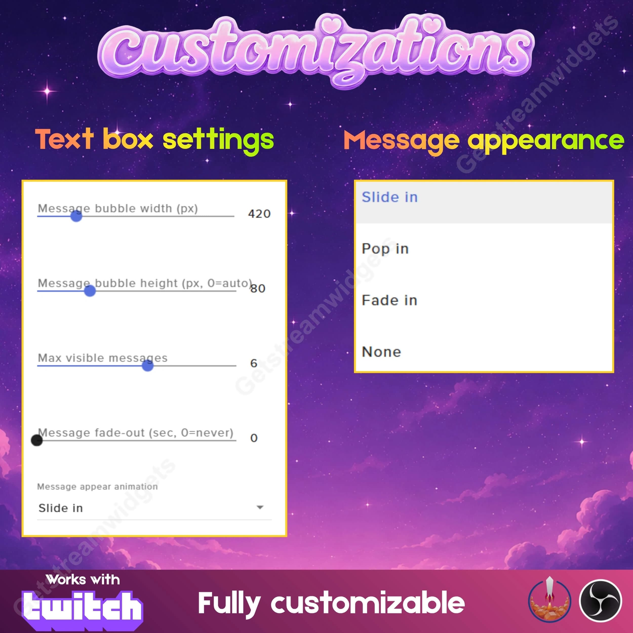 Aesthetic Pastel Modular Chat & Alerts ⟢ Twitch StreamElements OBS • Vertical, Horizontal & Modular Layouts • Fully Customizable • 6 Pastel Themes 4