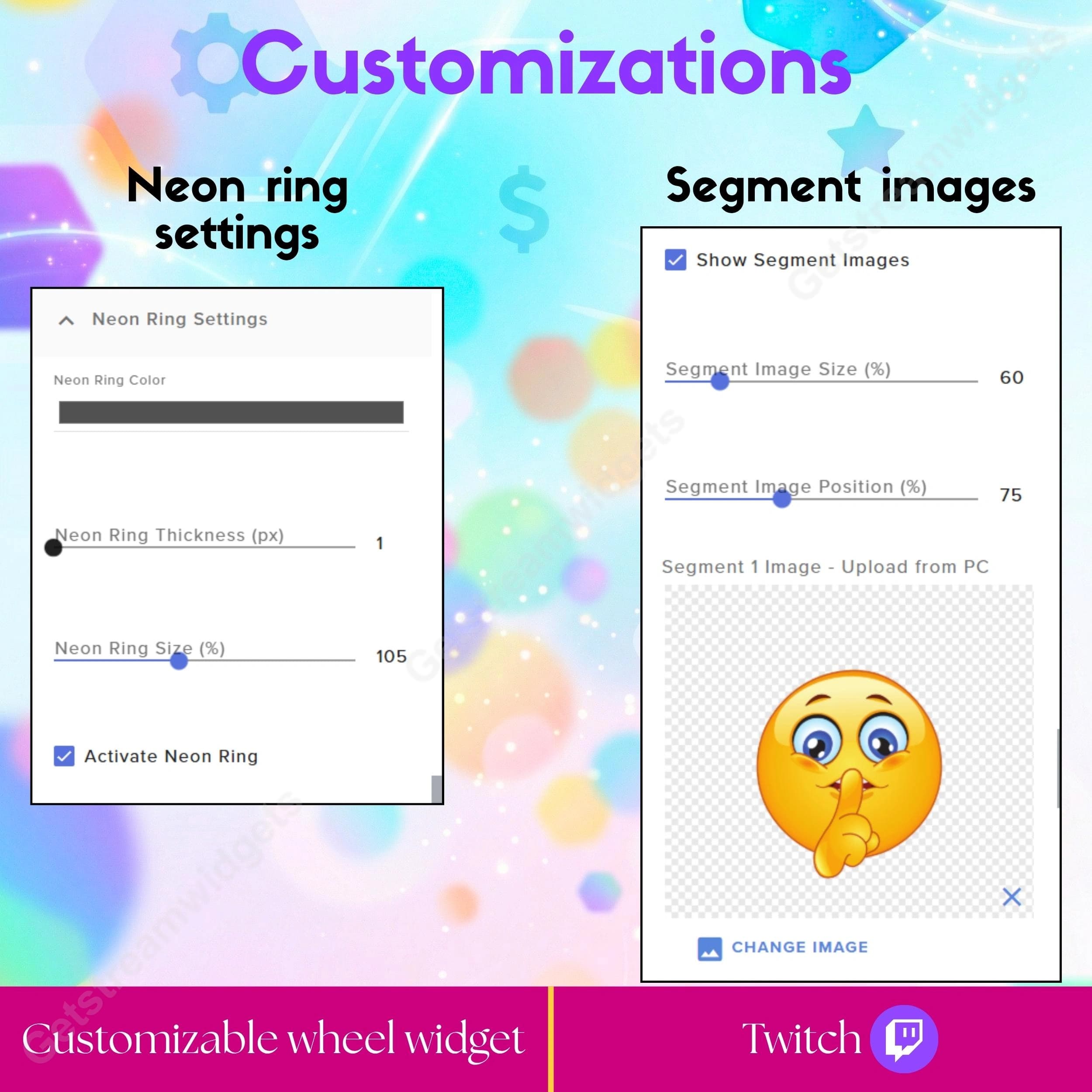 Customizable Spin Wheel Widget ⟢ Twitch • Liquid Progress & Neon Ring • Manual & Goal Spins • StreamElements OBS 6