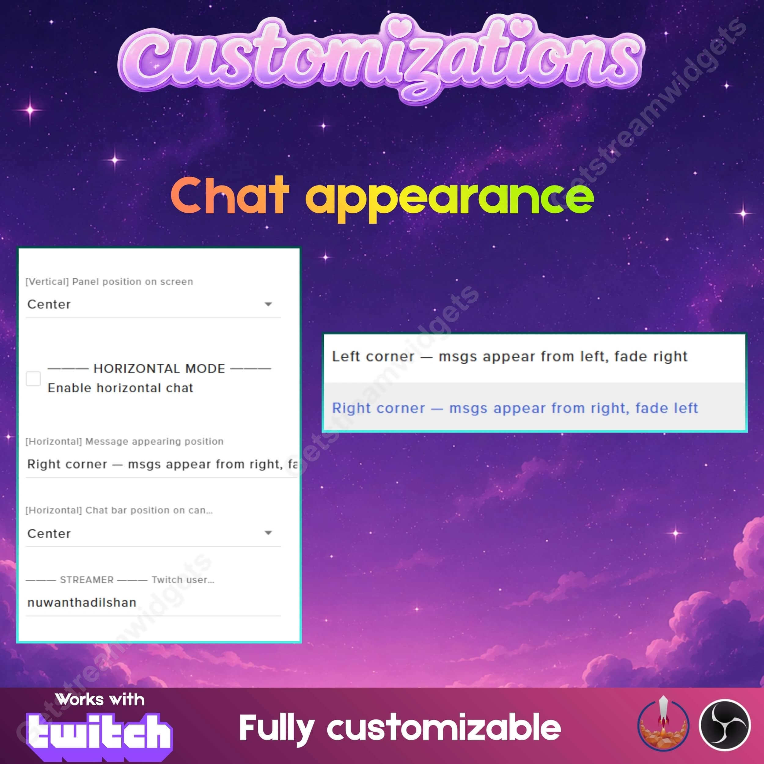 Aesthetic Pastel Modular Chat & Alerts ⟢ Twitch StreamElements OBS • Vertical, Horizontal & Modular Layouts • Fully Customizable • 6 Pastel Themes 2