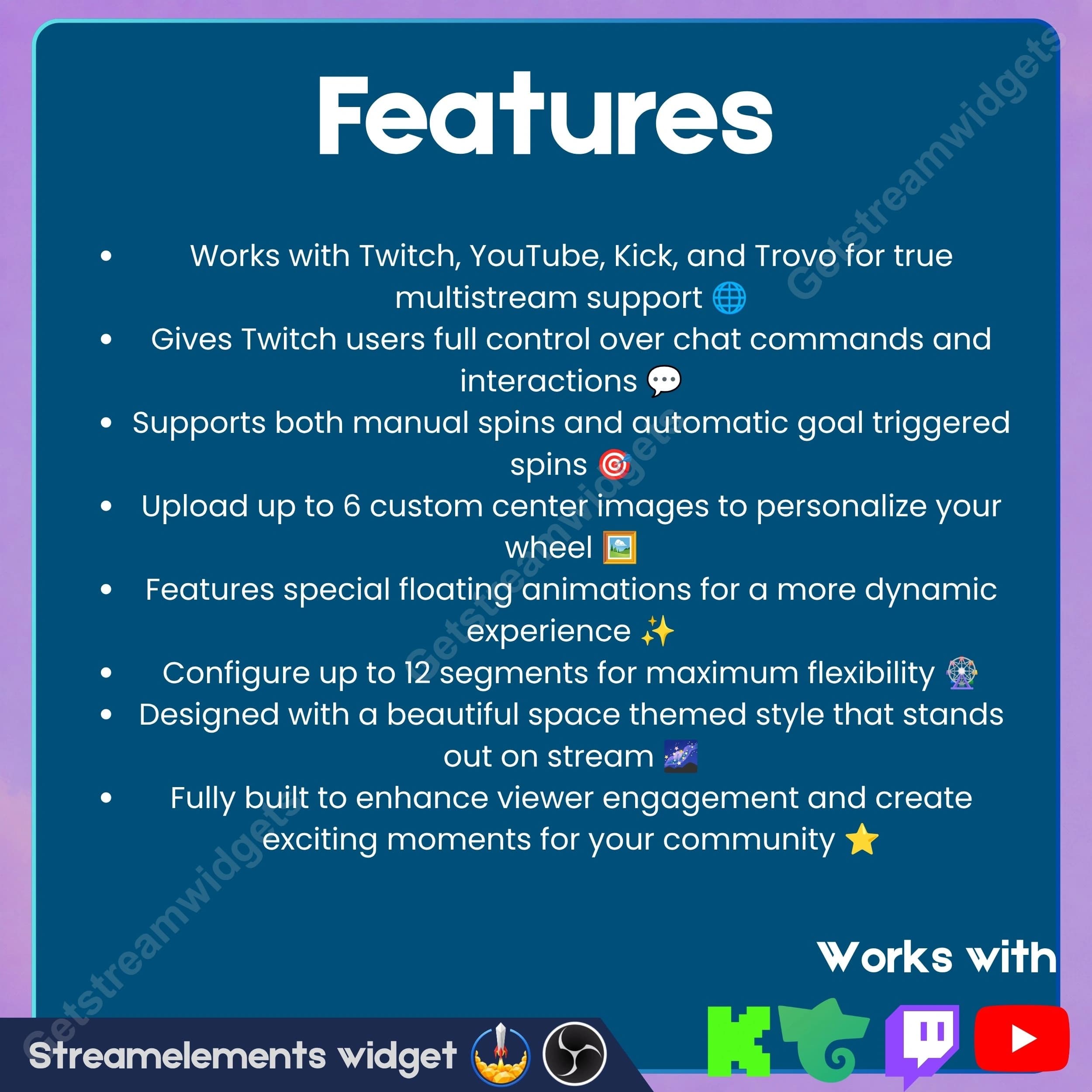 Multistream Space Spin Wheel Widget ⟢ Twitch Youtube Kick Trovo • Neon Theme • Fully Customizable • StreamElements OBS 1