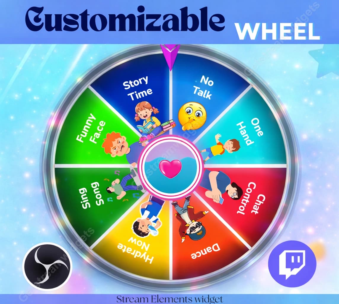 Customizable Spin Wheel Widget ⟢ Twitch • Liquid Progress & Neon Ring • Manual & Goal Spins • StreamElements OBS 0