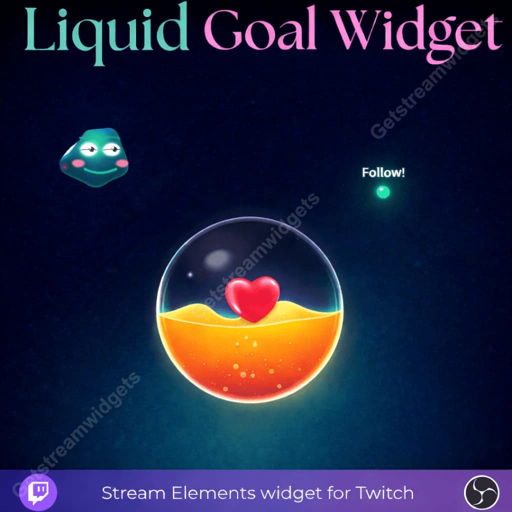 Interactive Blob Goal Widget ⟢ Twitch • Animated Blob Progress System • Follower, Sub & Donation Goals • Fully Customizable StreamElements OBS 0