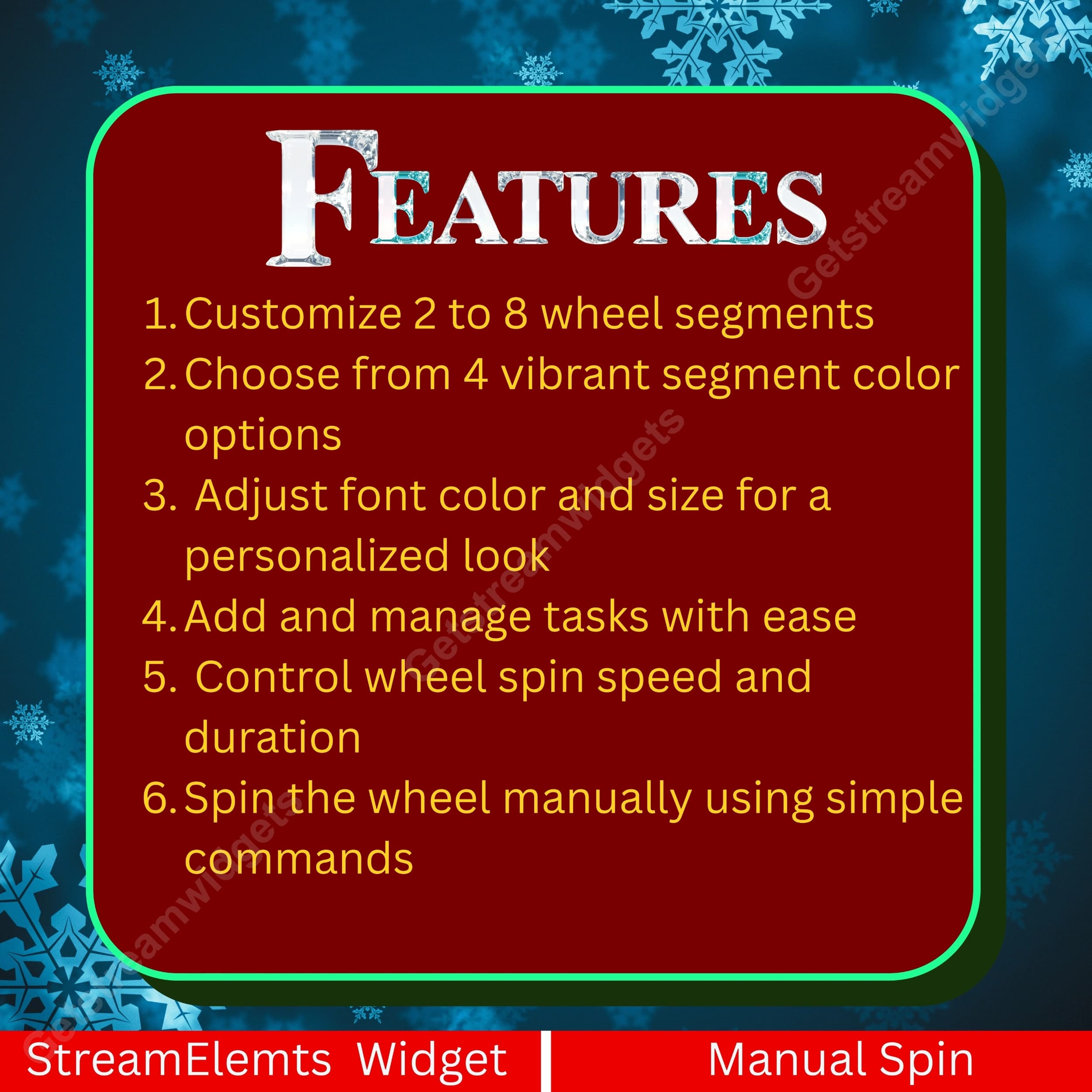 Christmas Spin Wheel Widget ⟢ Twitch StreamElements OBS • Fully Customizable • Holiday Rewards, Giveaways & Challenges • Interactive Prize Wheel 1