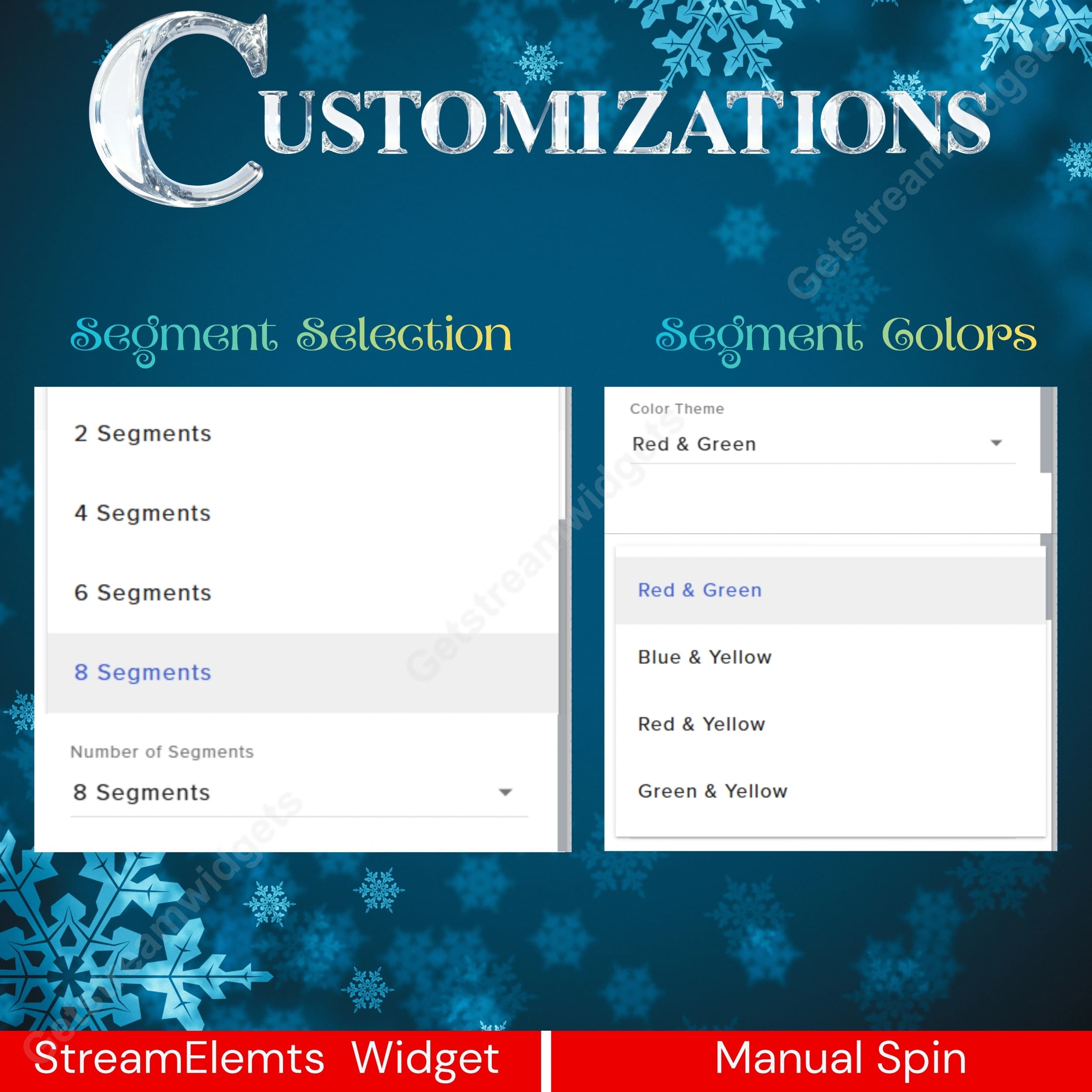 Christmas Spin Wheel Widget ⟢ Twitch StreamElements OBS • Fully Customizable • Holiday Rewards, Giveaways & Challenges • Interactive Prize Wheel 3