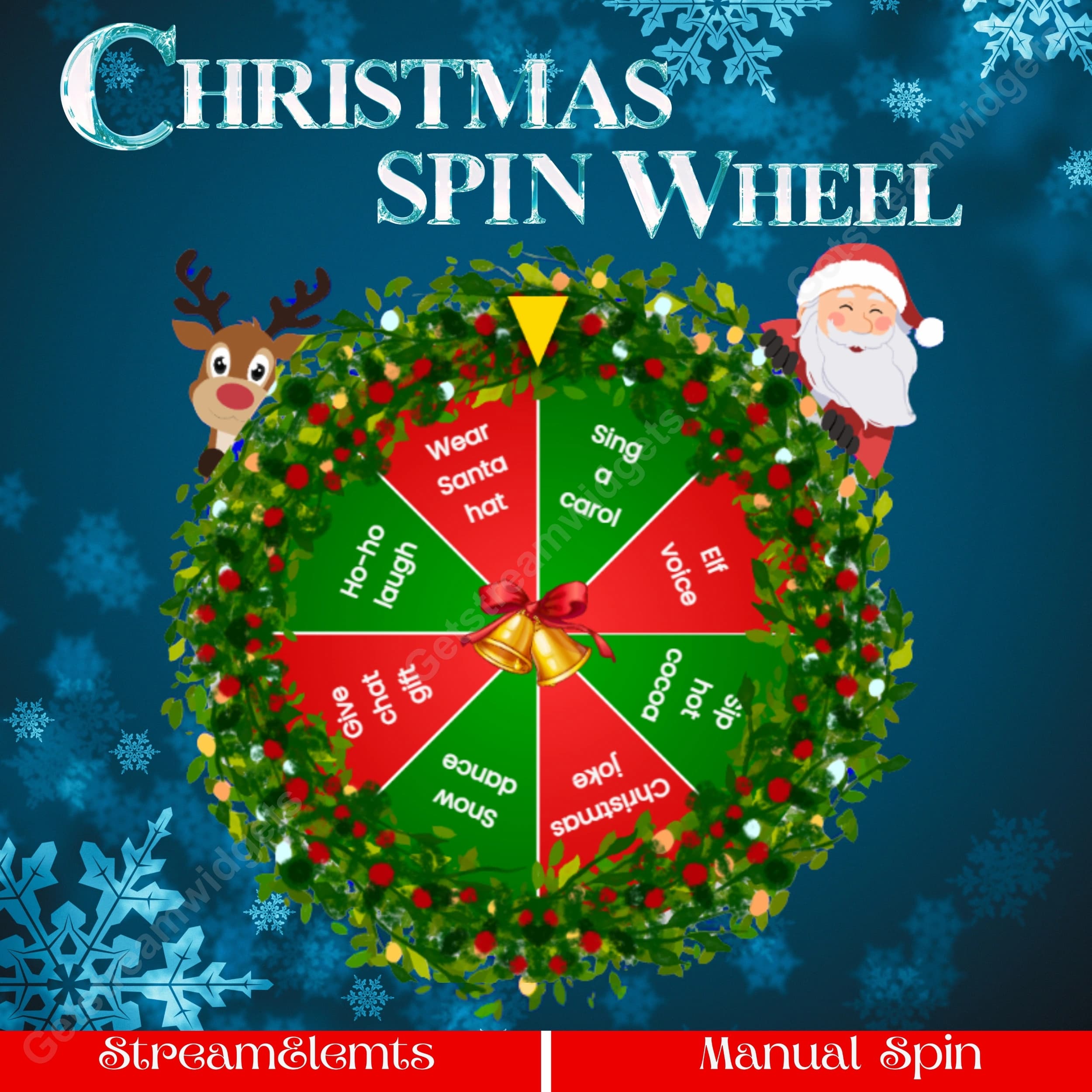 Christmas Spin Wheel Widget ⟢ Twitch StreamElements OBS • Fully Customizable • Holiday Rewards, Giveaways & Challenges • Interactive Prize Wheel 0