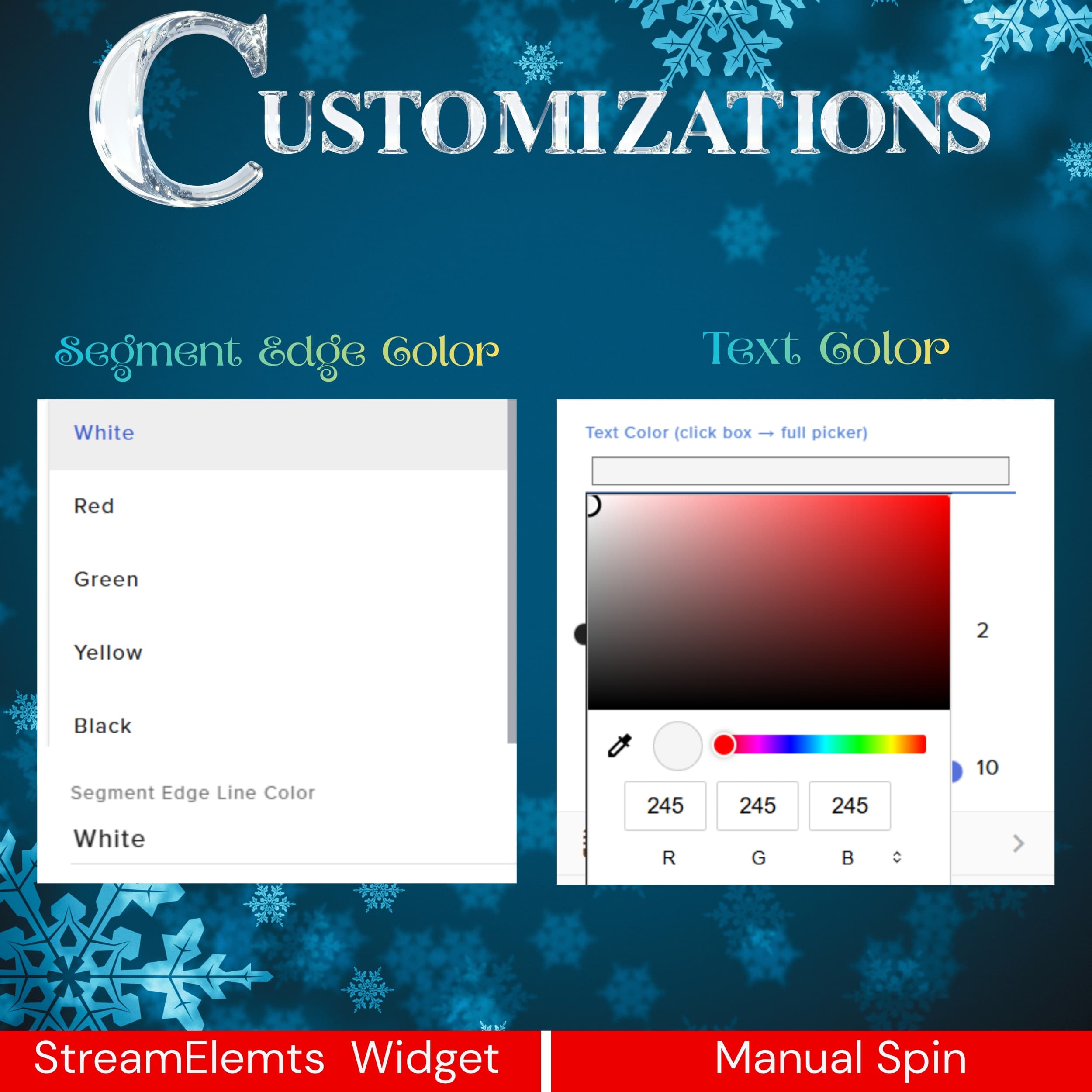 Christmas Spin Wheel Widget ⟢ Twitch • Festive Holiday Theme • Animated Prize Wheel • Fully Customizable • StreamElements OBS 4