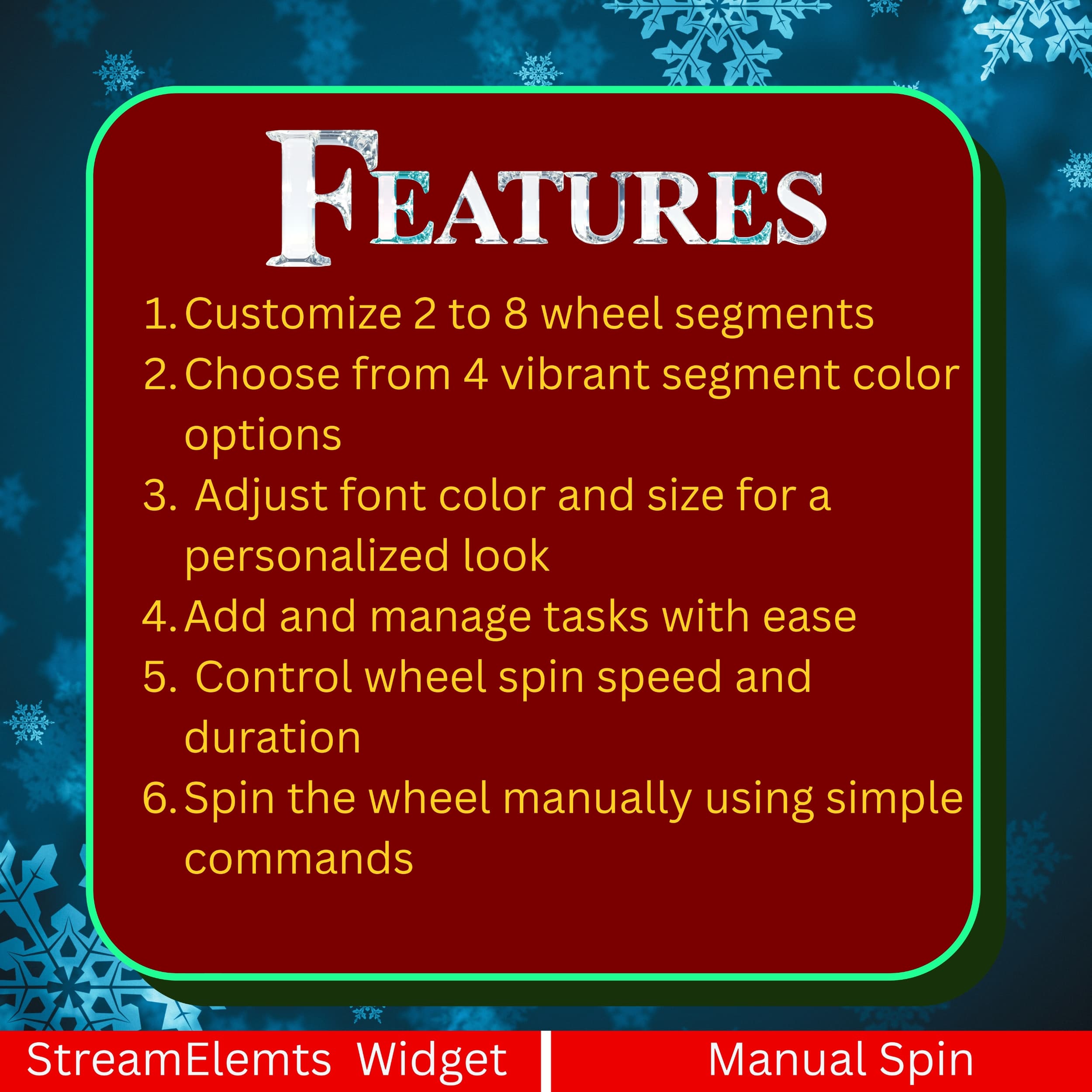 Christmas Spin Wheel Widget ⟢ Twitch • Festive Holiday Theme • Animated Prize Wheel • Fully Customizable • StreamElements OBS 0