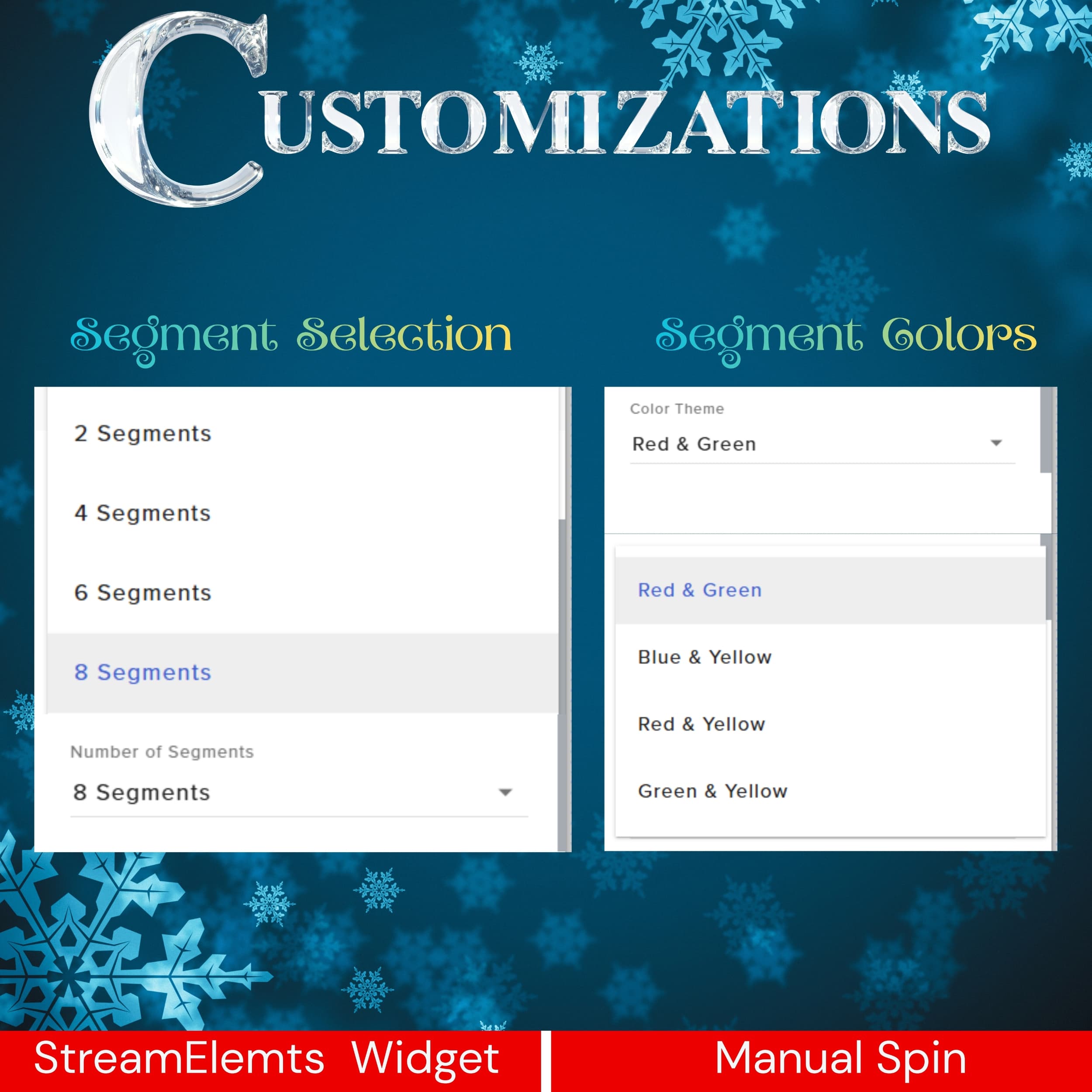 Christmas Spin Wheel Widget ⟢ Twitch • Festive Holiday Theme • Animated Prize Wheel • Fully Customizable • StreamElements OBS 2